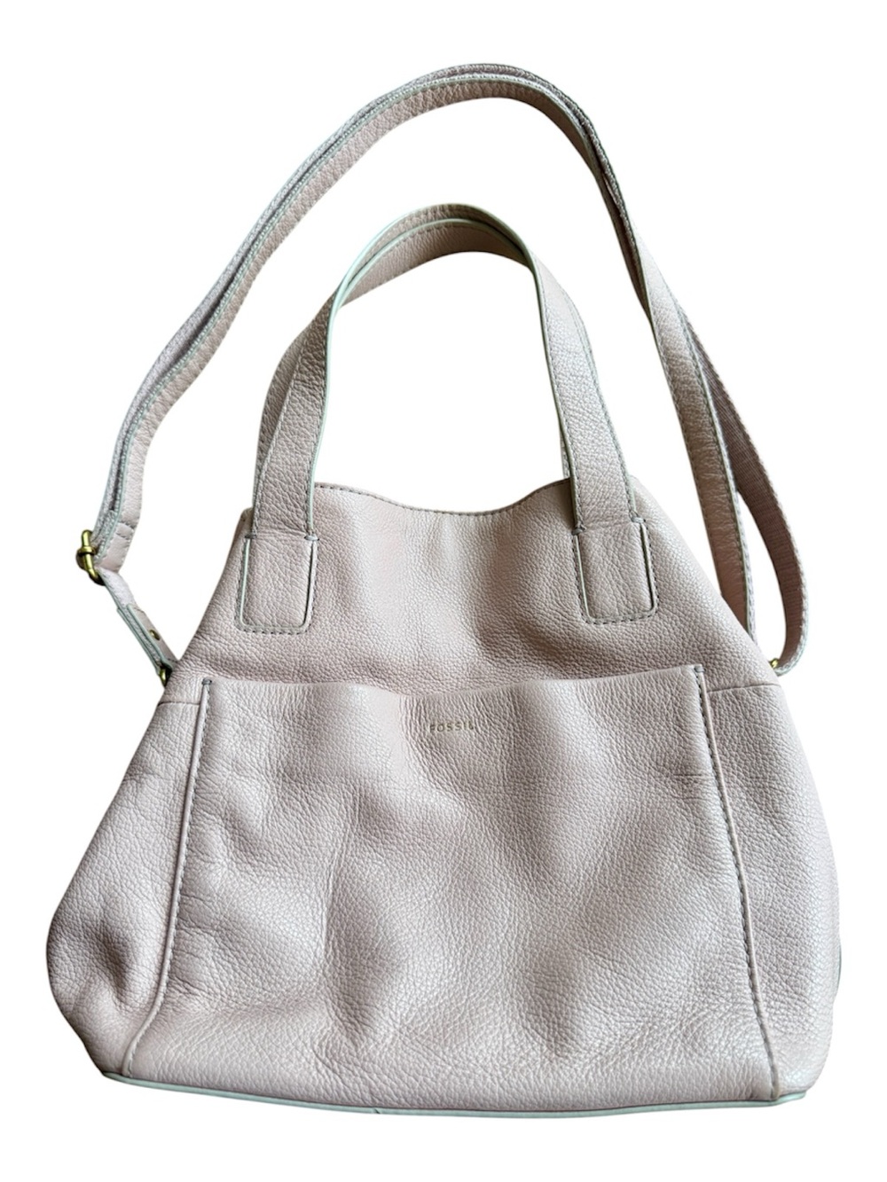 Fossil Pink Leather Bag Purse Convertible Satchel Tote Light Pink Fossil